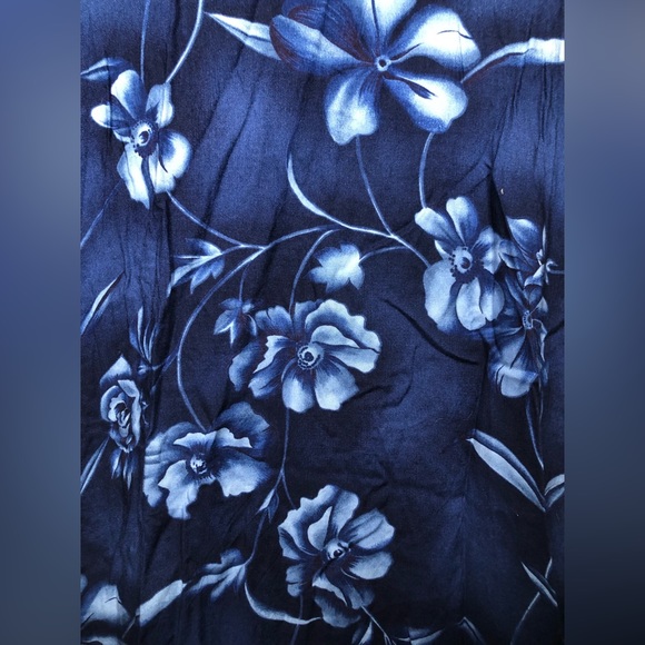 Vintage DBY Ltd. Blue Sleeveless Maxi Dress w/ a light Floral Pattern Plus Size - Picture 5 of 6